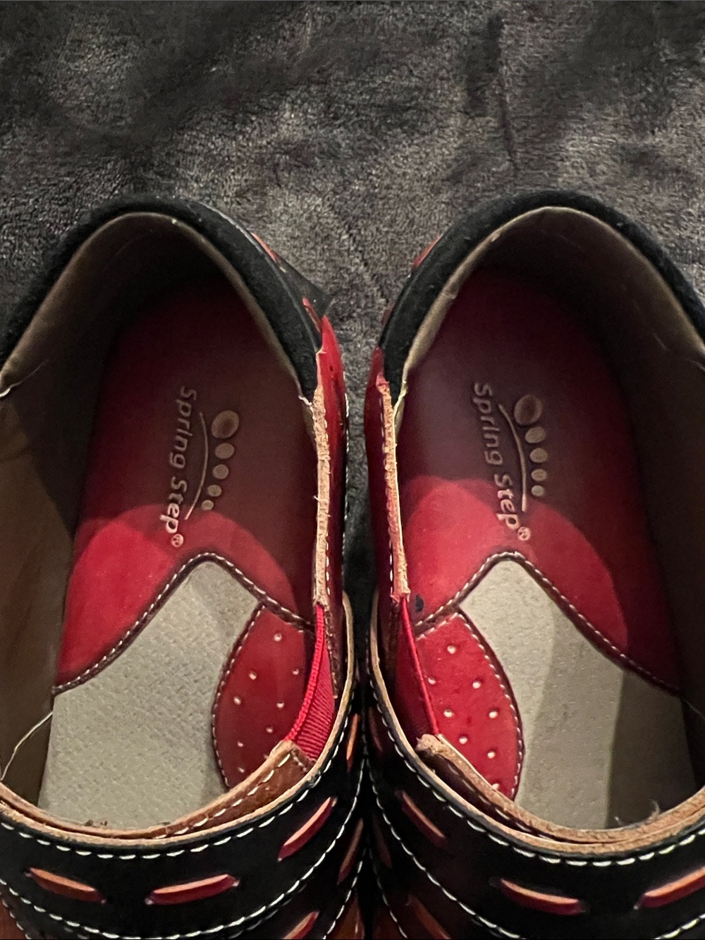 Spring Step Red, Black & Brown/Orange Leather Slip-Ons - Picture 5 of 9